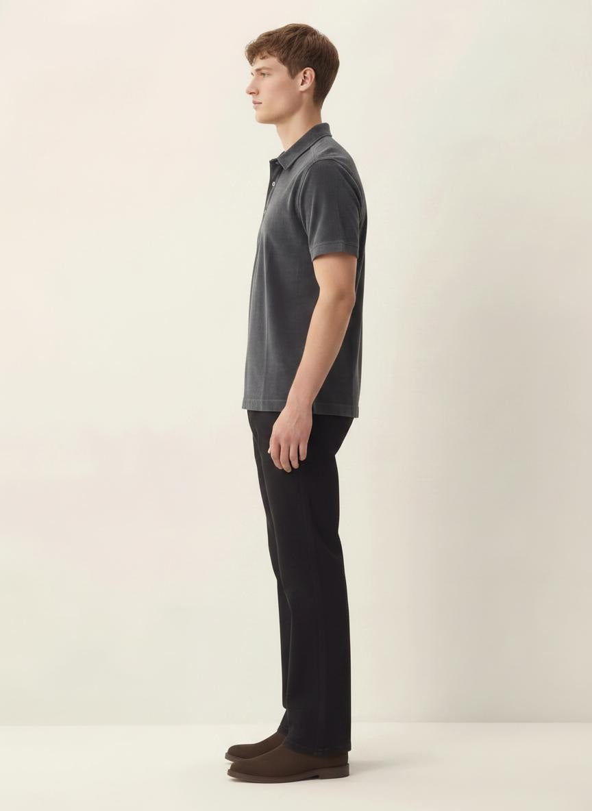 Men Navy Solid Polo Collar T-shirt