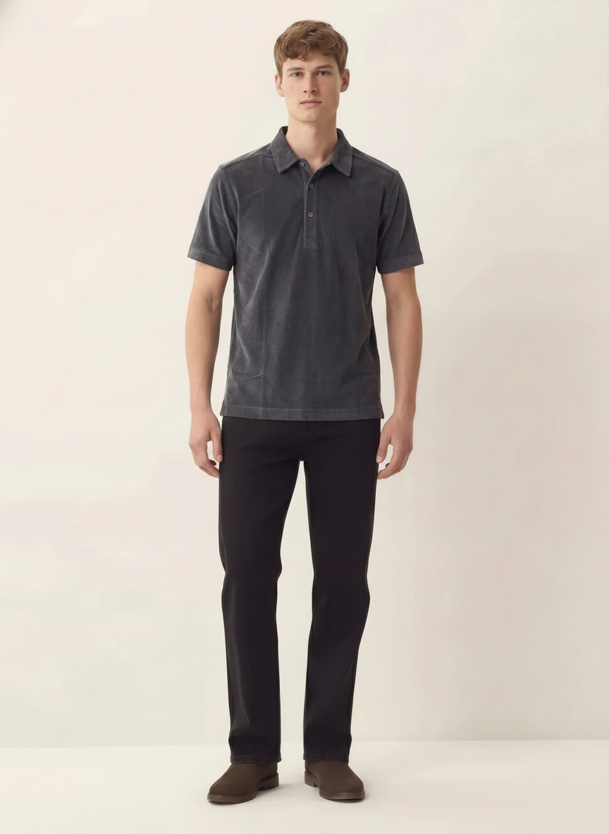 Men Navy Solid Polo Collar T-shirt