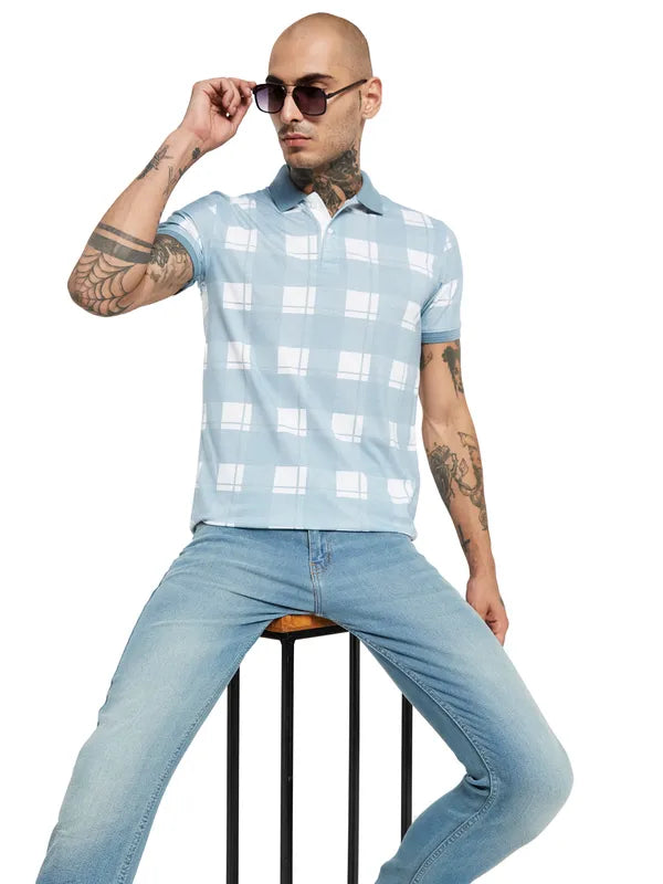 Octave Checked Polo Collar Cotton T-Shirt