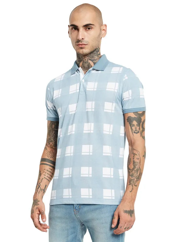 Octave Checked Polo Collar Cotton T-Shirt