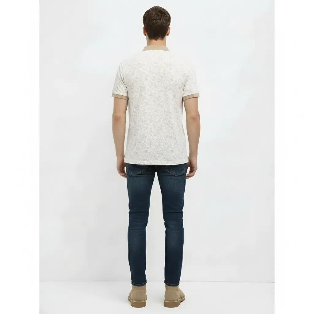 Men Mastic Floral Printed Polo Collar T-shirt