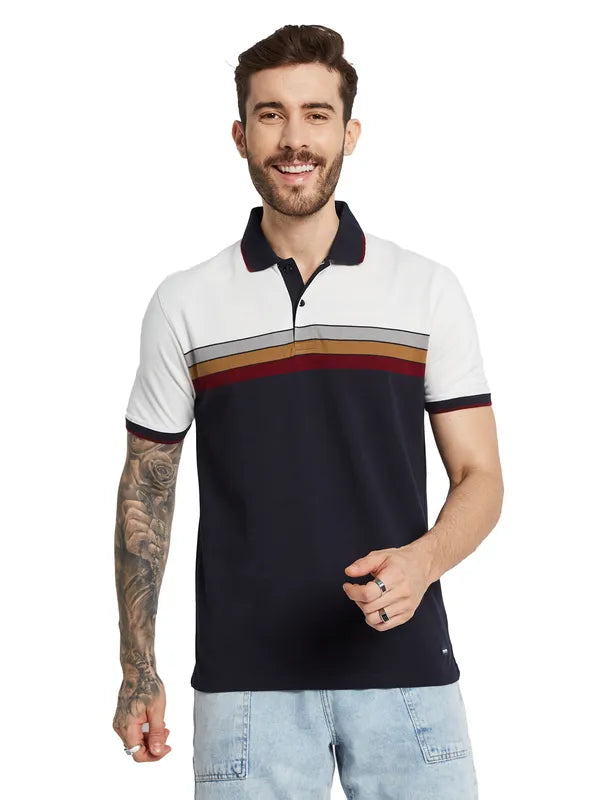 Octave Men Colourblocked Polo Collar T-Shirt