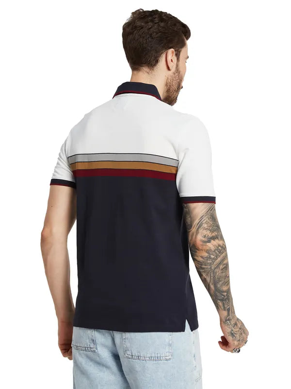 Octave Men Colourblocked Polo Collar T-Shirt