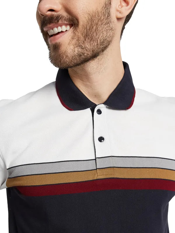 Octave Men Colourblocked Polo Collar T-Shirt