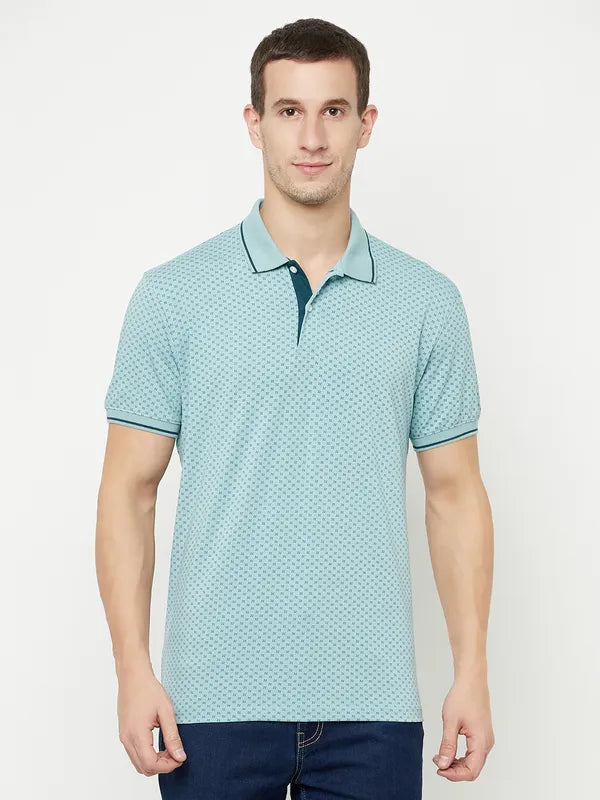 Octave Men Blue Polo Collar T-Shirt