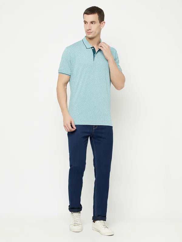 Octave Men Blue Polo Collar T-Shirt