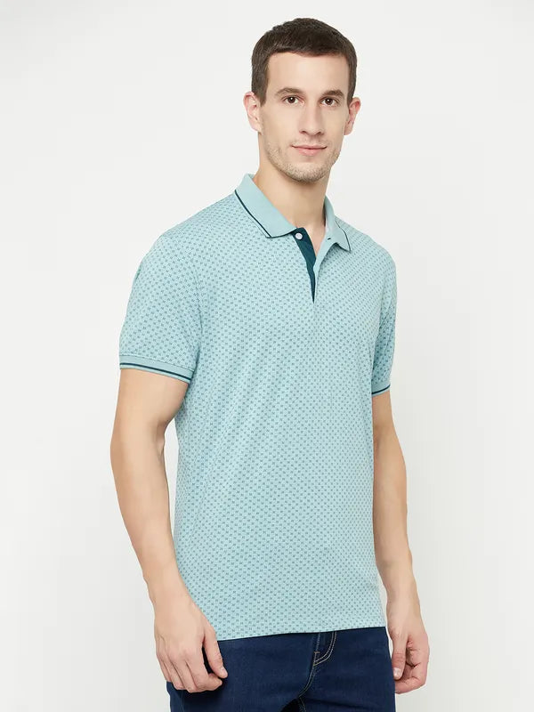 Octave Men Blue Polo Collar T-Shirt