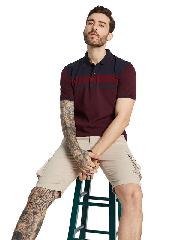 Octave Men Polo Collar Applique T-Shirt