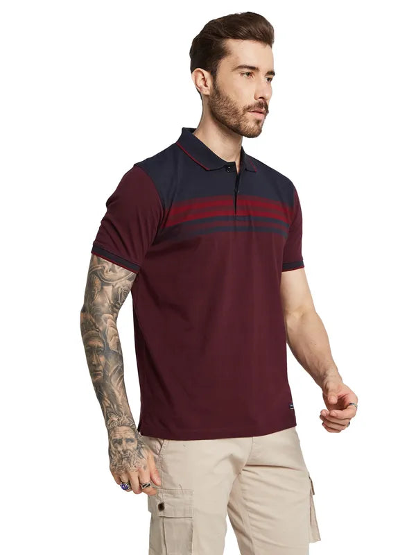 Octave Men Polo Collar Applique T-Shirt