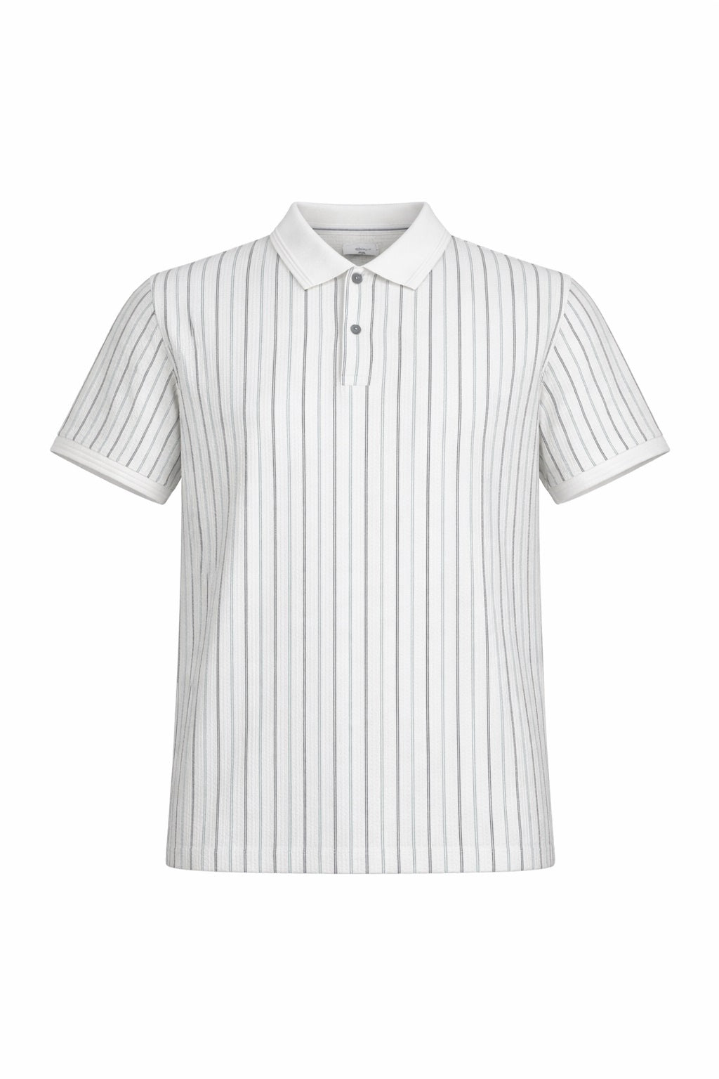 Men White Striped Polo Collar T-shirt