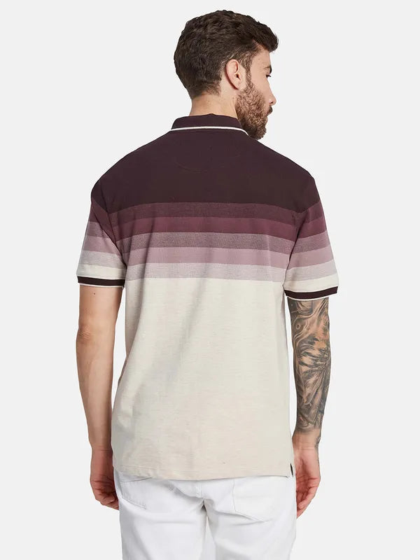 Octave Ss24 Men Colourblocked Polo Collar T-Shirt