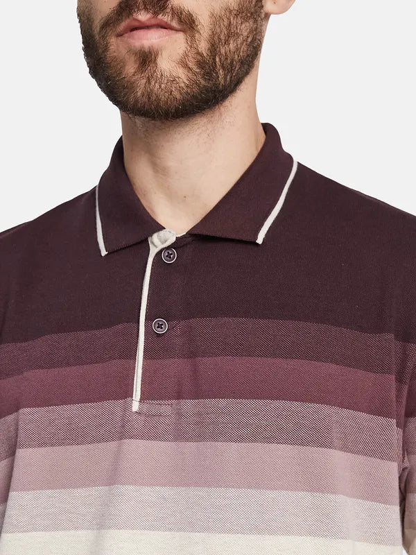 Octave Ss24 Men Colourblocked Polo Collar T-Shirt