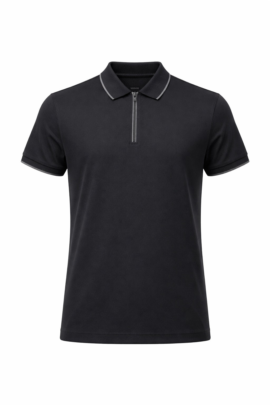 Men Black Sold Polo Collar T-shirt