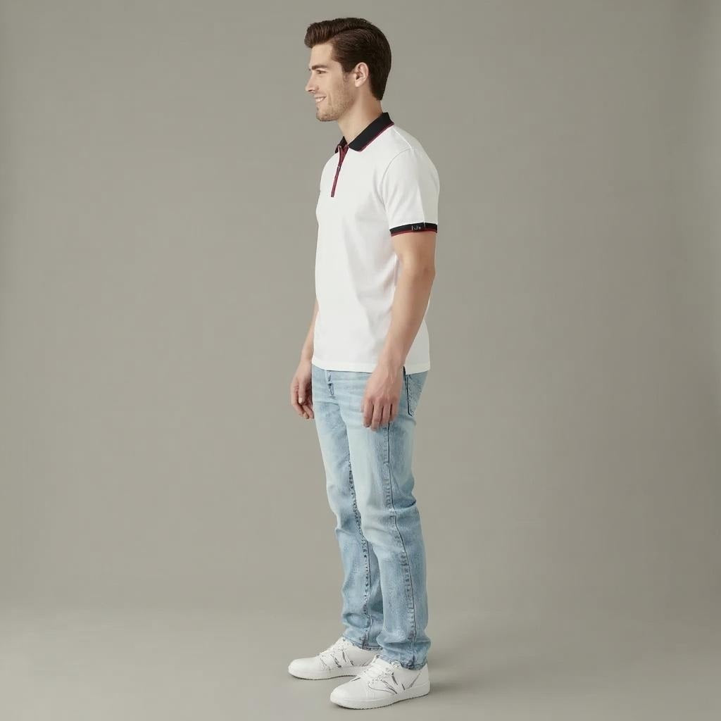 Men Off White Sold Polo Collar T-shirt