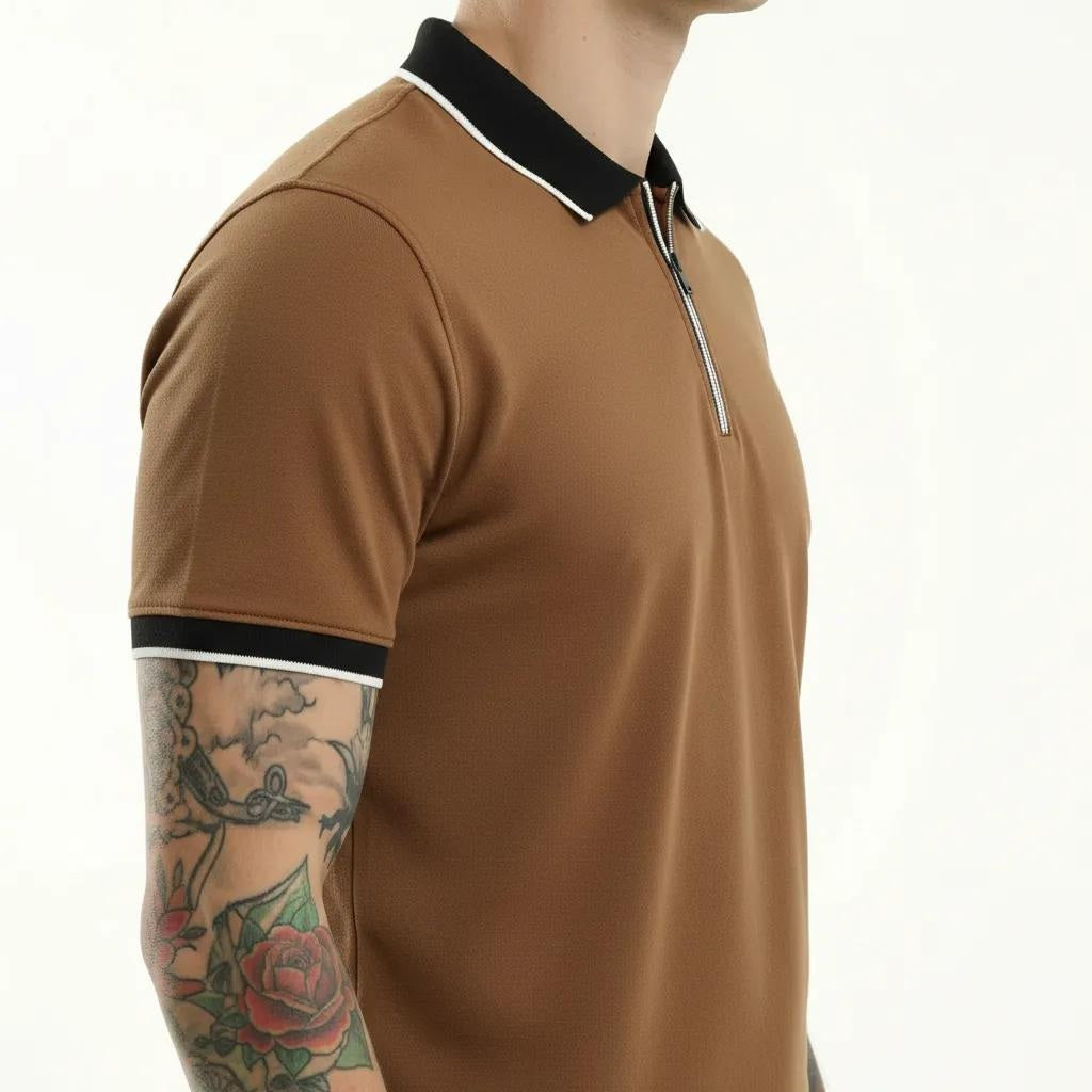 Men Rust Polo Collar Solid T-shirt