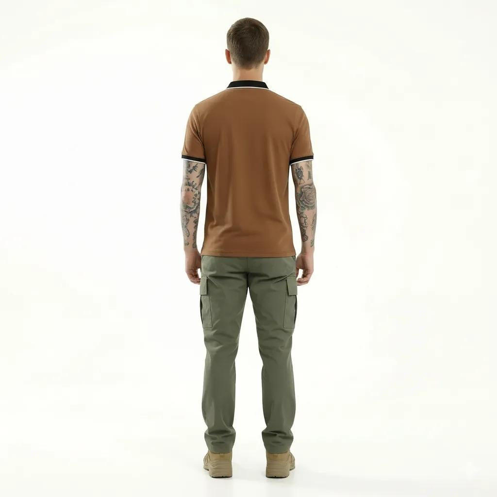 Men Rust Polo Collar Solid T-shirt