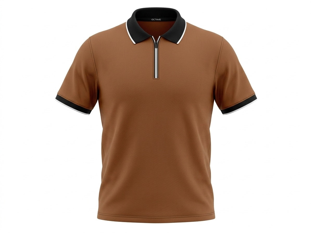 Men Rust Polo Collar Solid T-shirt