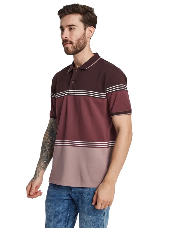 Octave Men Colourblocked Polo Collar T-Shirt