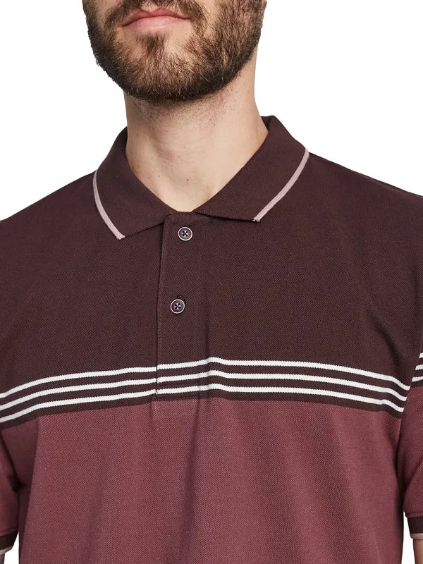 Octave Men Colourblocked Polo Collar T-Shirt