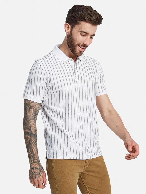 Octave Ss24 Men Striped Polo Collar T-Shirt