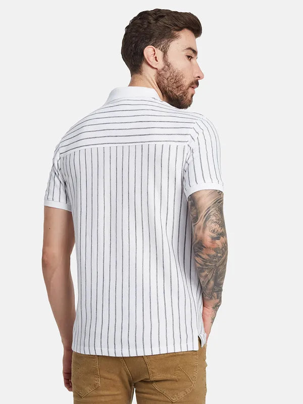 Octave Ss24 Men Striped Polo Collar T-Shirt