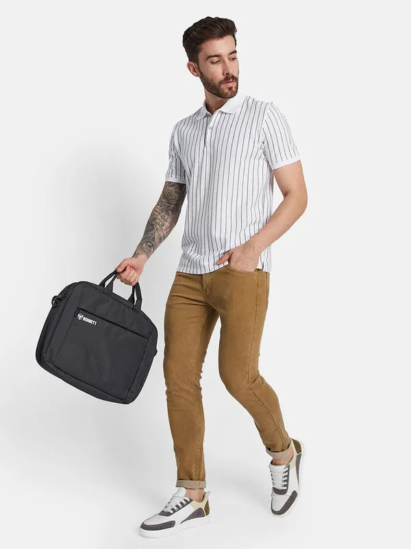 Octave Ss24 Men Striped Polo Collar T-Shirt