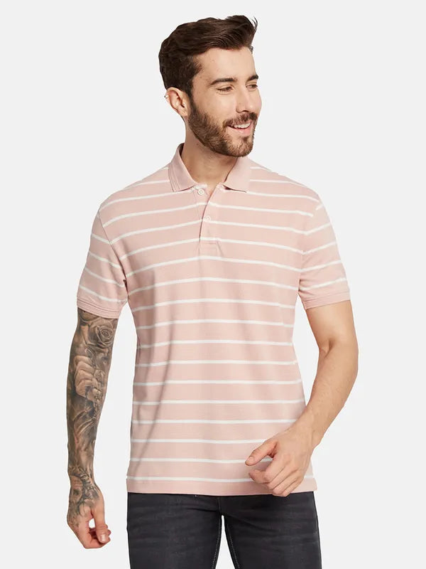 Octave Men Striped Polo Collar T-Shirt