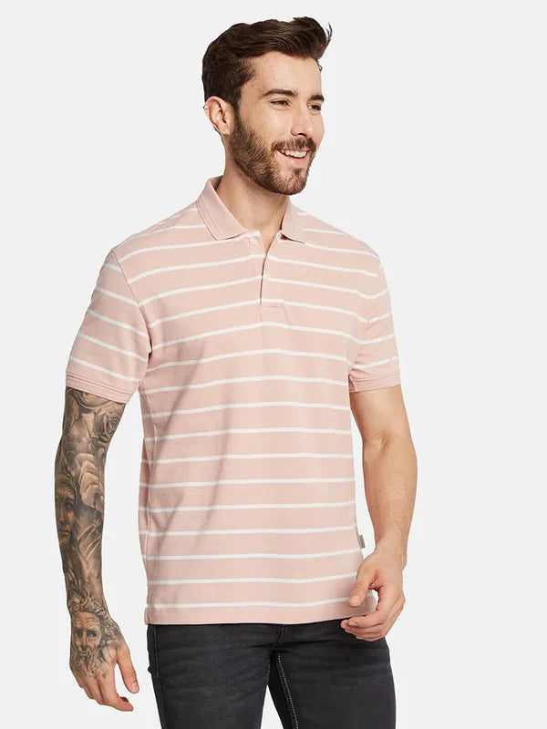 Octave Men Striped Polo Collar T-Shirt