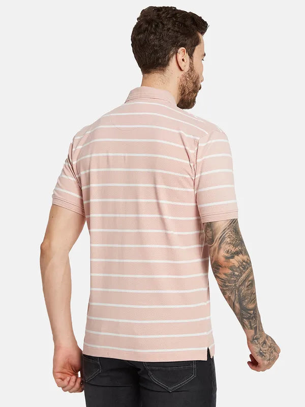 Octave Men Striped Polo Collar T-Shirt