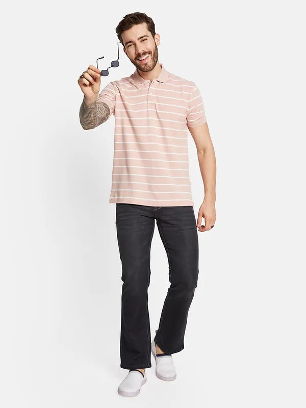 Octave Men Striped Polo Collar T-Shirt