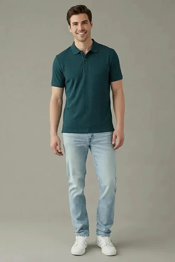 Men Polo Collar Solid T-shirt