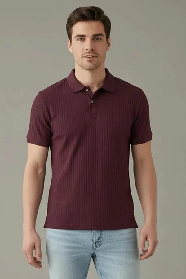 Men Polo Collar Solid T-shirt
