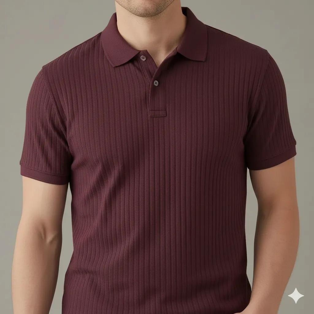 Men Polo Collar Solid T-shirt