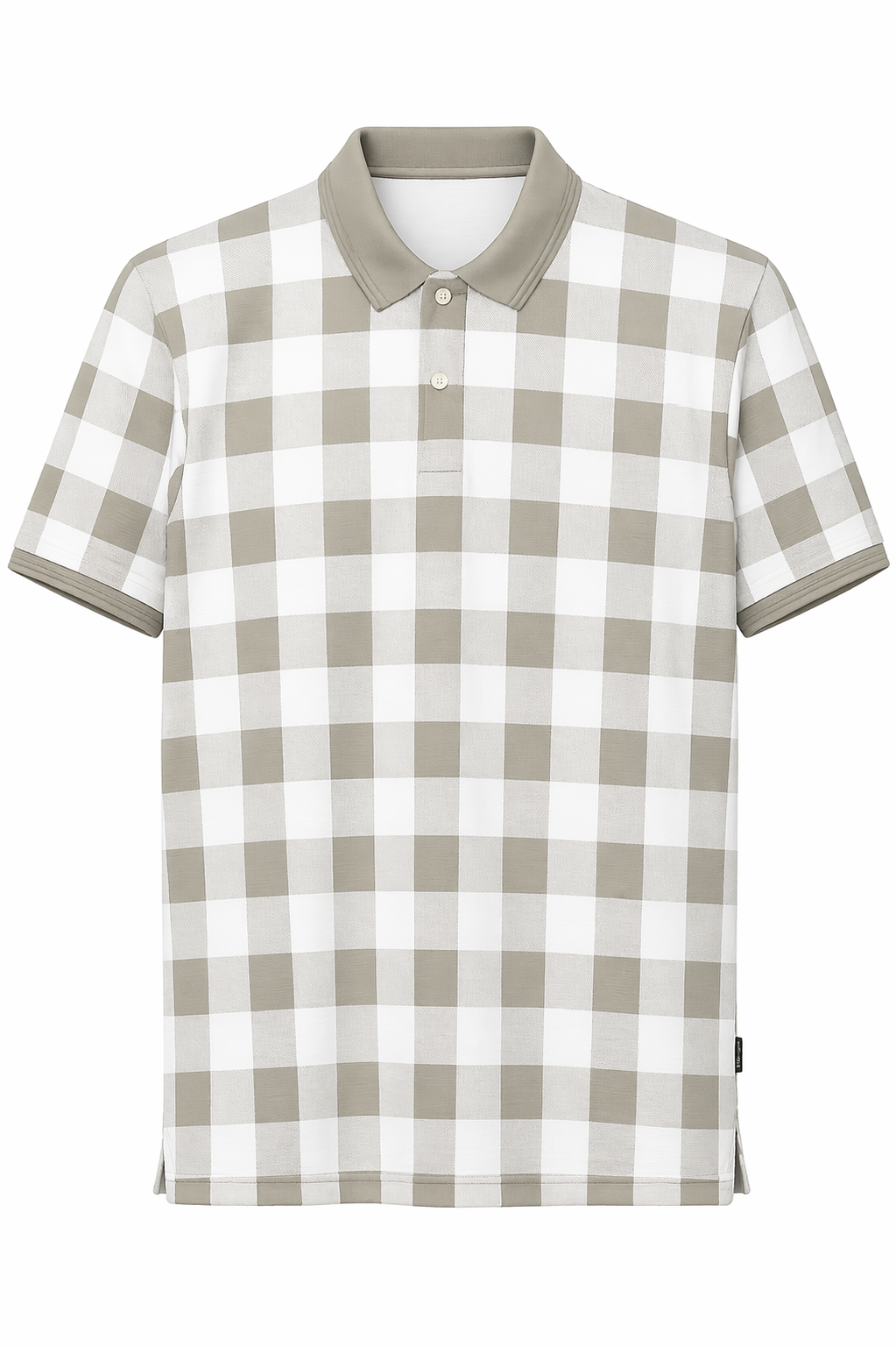 Men Sage Checked Polo Collar T-shirt