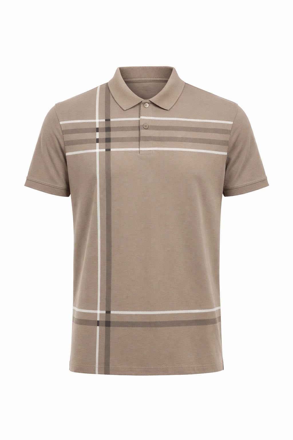 Men Sand Striped Polo Collar T-shirt