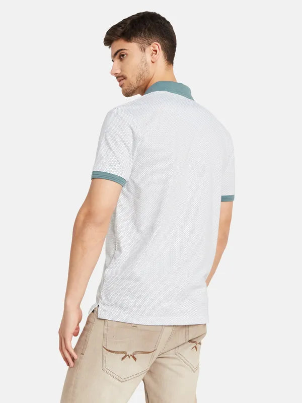 Contrast Rib Printed Polo T-Shirt