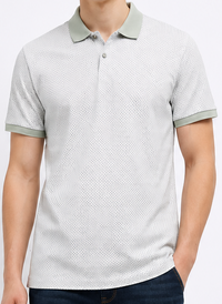 Men Desert Sage Polo Collar Self Design T-shirt