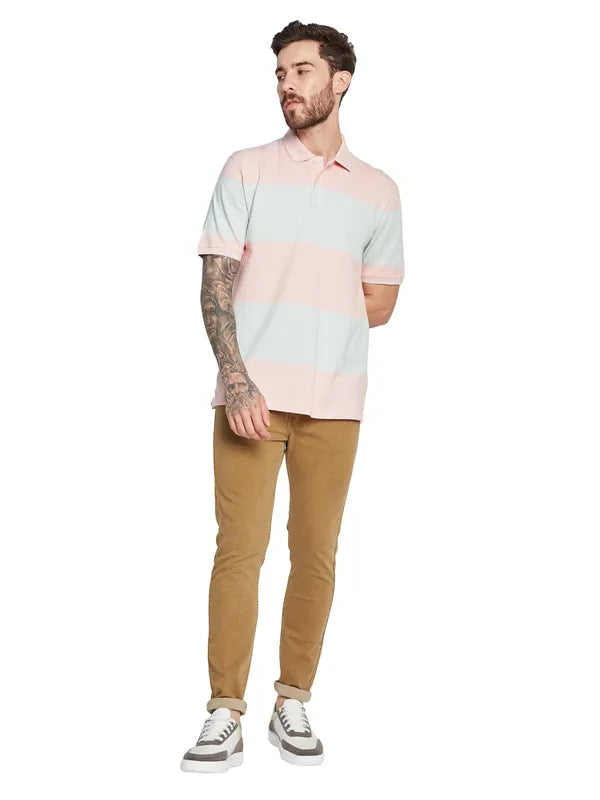 Octave Men Colourblocked Polo Collar T-Shirt