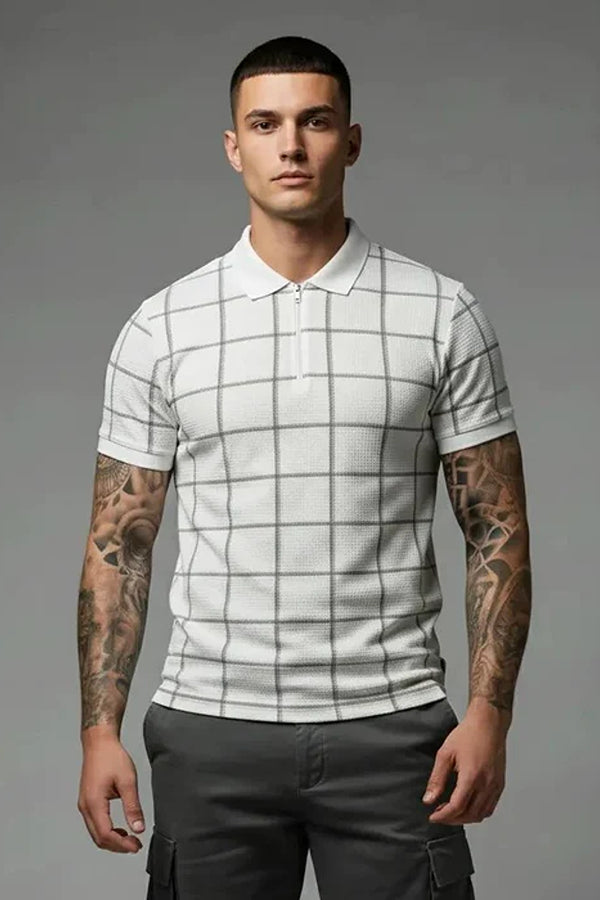 Men Checked Polo Collar T-shirt