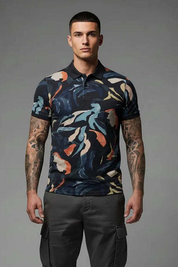 Men Printed Polo Collar T-shirt