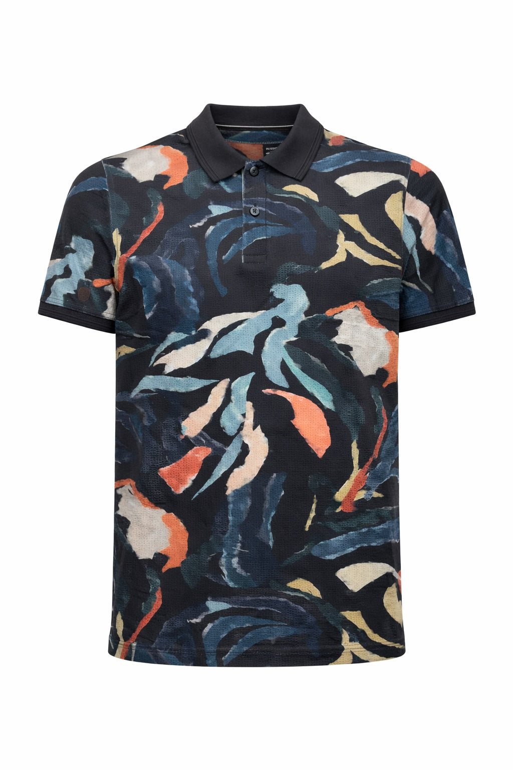 Men Black Printed Polo Collar T-shirt