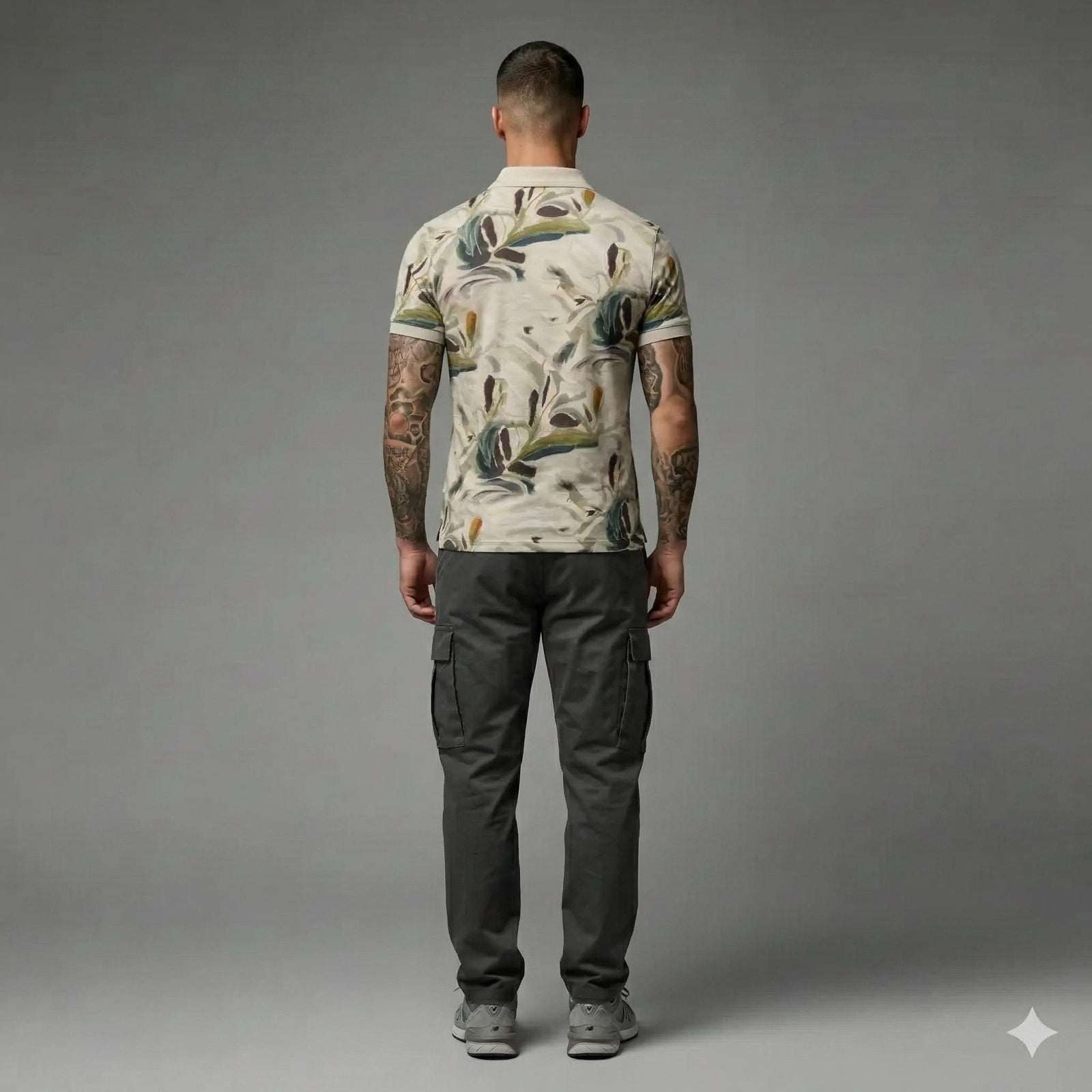Men Pristine Floral Printed Polo Collar Tropical T-shirt
