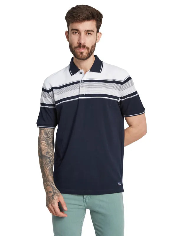 Octave Men Striped Polo Collar T-Shirt