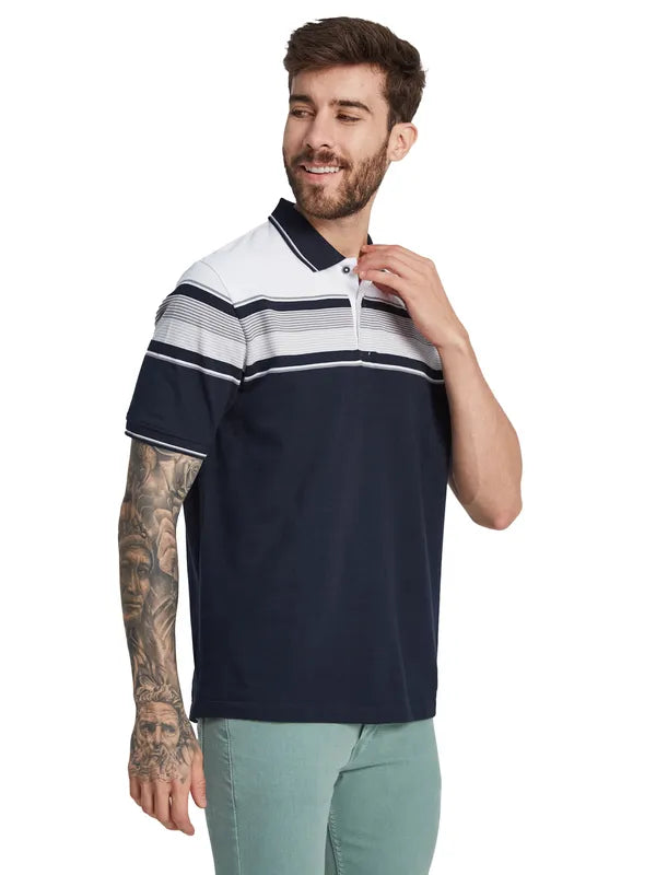 Octave Men Striped Polo Collar T-Shirt