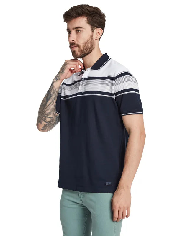 Octave Men Striped Polo Collar T-Shirt