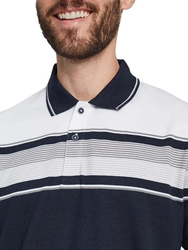 Octave Men Striped Polo Collar T-Shirt