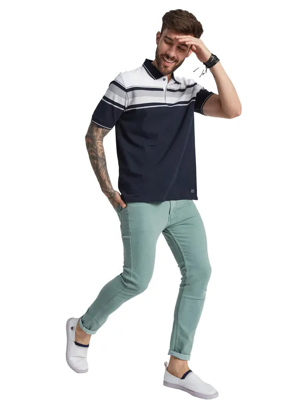 Octave Men Striped Polo Collar T-Shirt