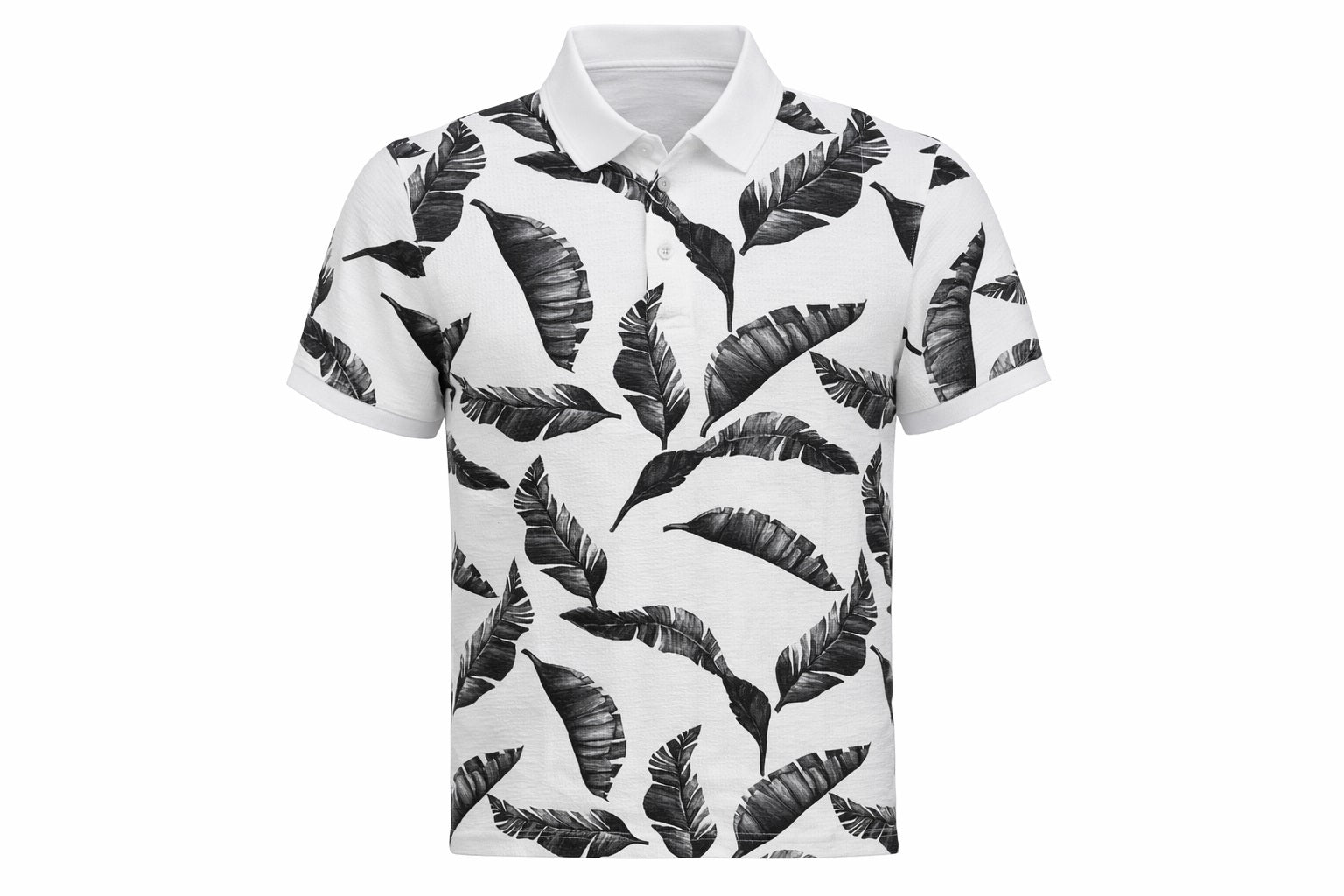 Men Charcoal Floral Printed Polo Collar Tropical T-shirt