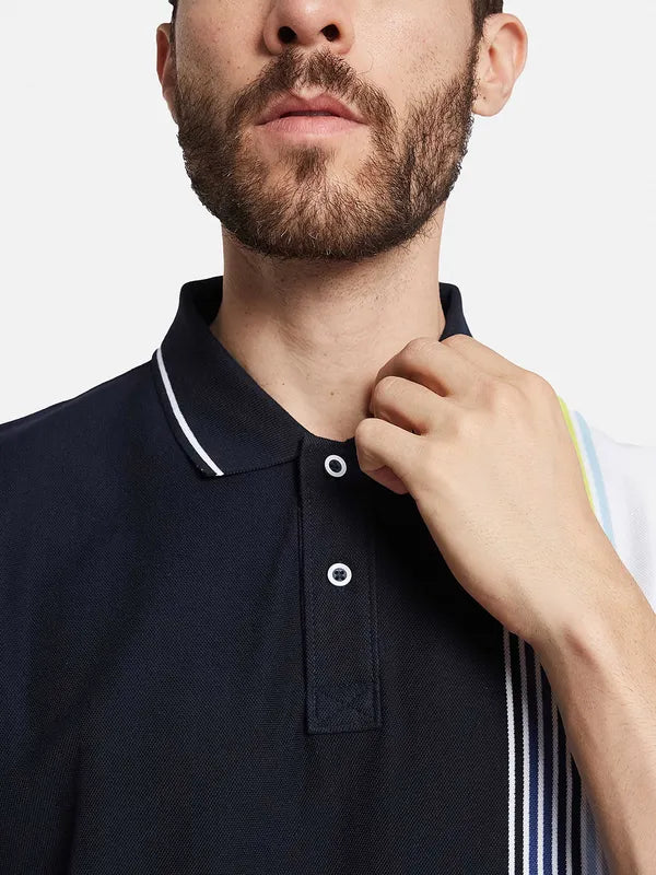 Octave Men Colourblocked Polo Collar T-Shirt