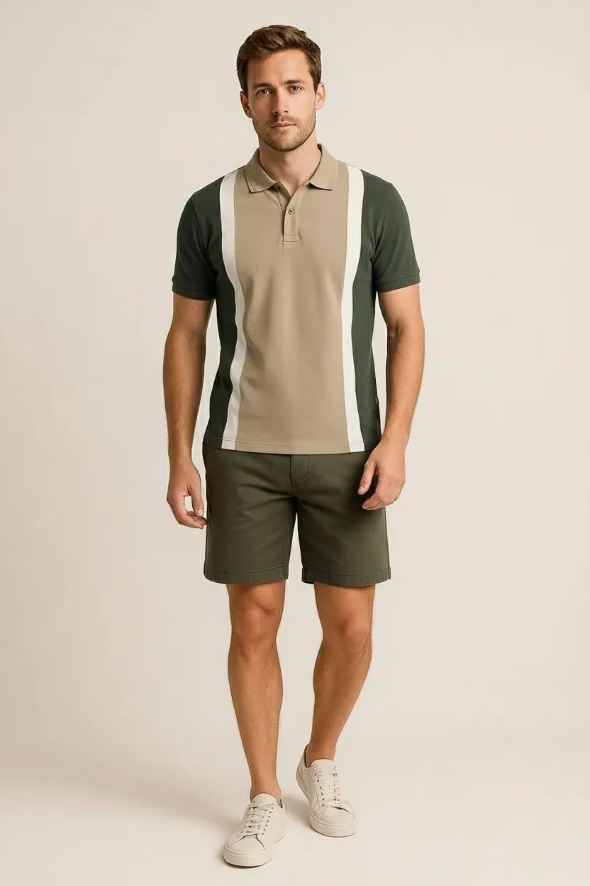 Octave Men Safari Colourblocked Polo Collar T-shirt